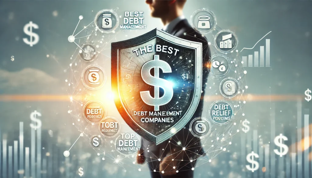 A protective shield made of financial symbols surrounding a person, symbolizing financial security and expert debt relief services. The background is bright and peaceful, emphasizing financial trust and stability.
