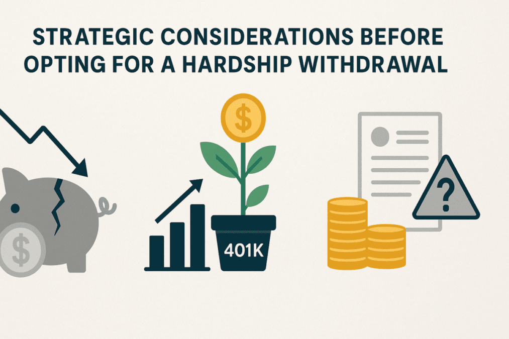 Comparison infographic illustrating the long-term financial impacts of e-certified-hardship-withdrawal versus 401k loans and personal loans, focusing on risk, growth potential, and financial planning considerations