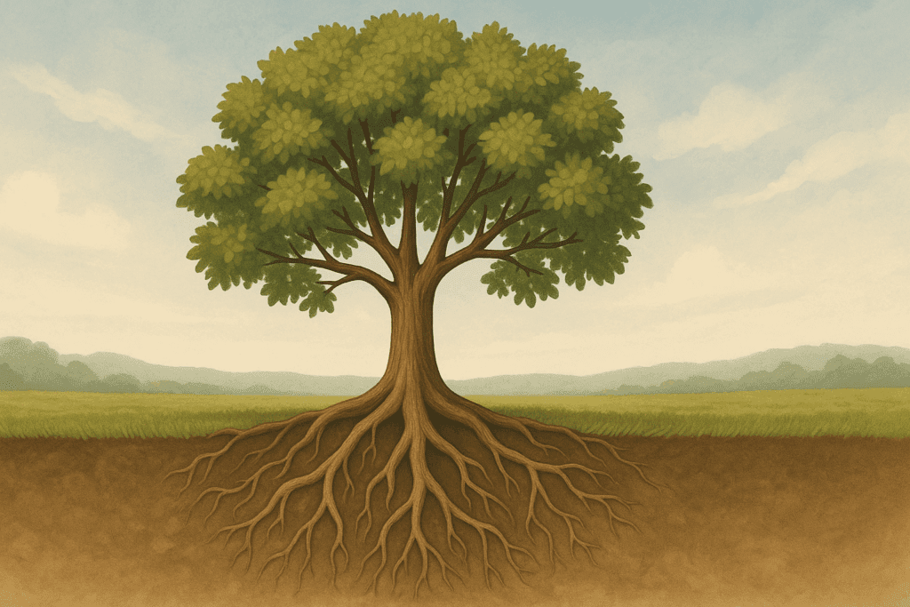 Conceptual illustration showing how Social Security is a good example of financial stability, represented as a strong pillar supporting retirement planning, surrounded by symbols of homeownership, healthcare, and family security.