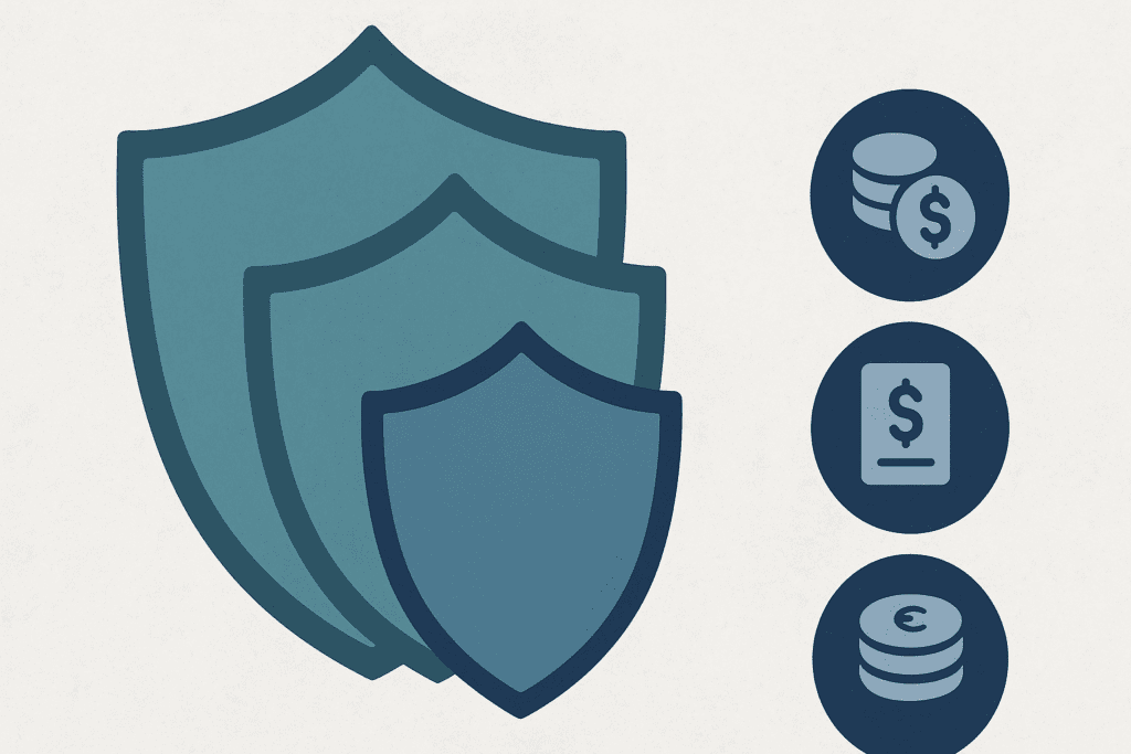Layered shields illustrating the coverage gaps in Medicare and how the 10 best supplemental insurance companies fill these gaps, symbolizing added protection for medical expenses like copayments, coinsurance, and deductibles